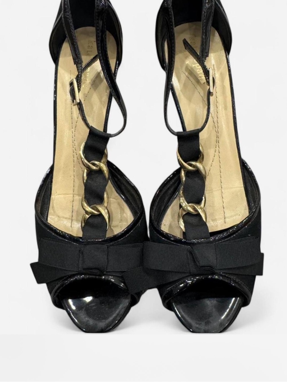 Kate Spade Black Bow T-Strap Peep-Toe Heels